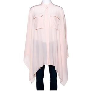 Alexander McQueen Peach Silk Long Sleeve Peplum Shirt Sz M/L (40 It)